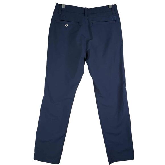 Under Armour UA Golf Pants Mens Size 32x32 Navy Blue Chino Flat Front Loose Fit - Picture 3 of 9